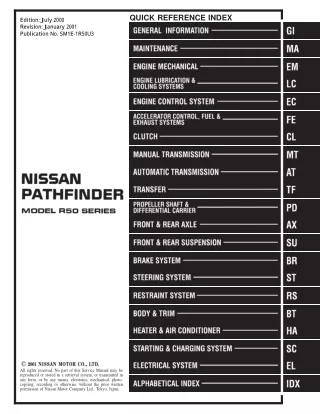 2001 Nissan Pathfinder Service Repair Manual