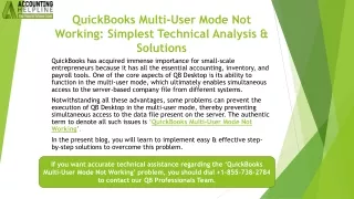 Effective Remedy To Resolve QuickBooks Multi-User Mode Not Working