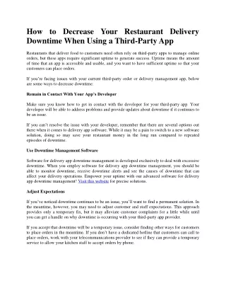 How to Decrease Your Restaurant Delivery Downtime When Using a Third-Party App