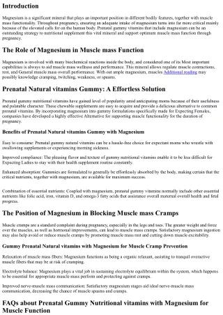 The value of Magnesium in Prenatal Gummy Natural vitamins for Muscle mass Functi