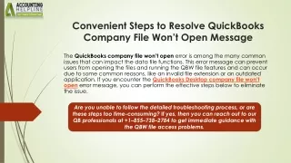 Effective Remedy To Resolve QuickBooks Company File Won't Open