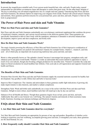 The Secret to Beautiful Hair, Skin, and Nails: Hair Skin and Nails Gummies