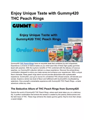 Delight in Distinctive Flavor with Gummy420 THC Peach Rings