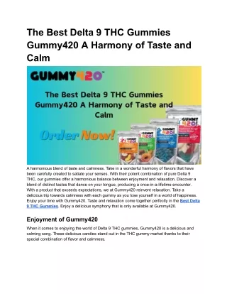 Gummy420 Best Delta 9 THC Gummies A Melody of Flavor and Relaxation