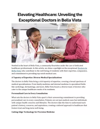 Unveiling the Exceptional Doctors in Bella Vista