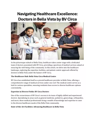 Navigating Healthcare Excellence Doctors in Bella Vista