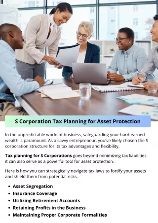 S Corporation Tax Planning for Asset Protection