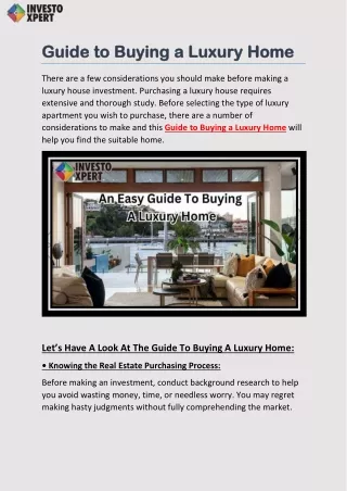 Guide To Buying A Luxury Home