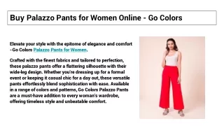 Buy Palazzo Pants, Formal Pants & Harem Pants for Women Online - Go Colors