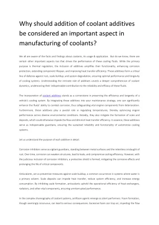 Why Coolant Additives Should Be Part of Your Maintenance Strategy