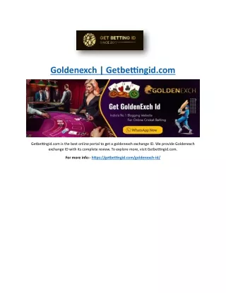 Goldenexch | Getbettingid.com