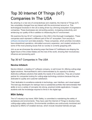 Top 30 Internet Of Things (IoT) Companies In The USA