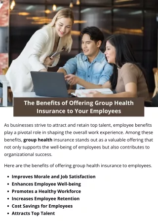 The Benefits of Offering Group Health Insurance to Your Employees