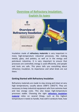 Overview of Refractory Insulation - Explain its types