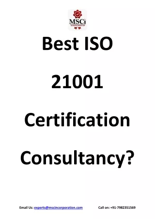 Best ISO 21001 Certification Consultancy?