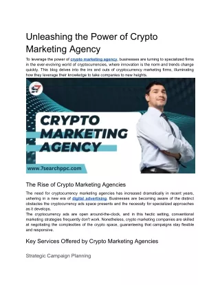 Unleashing the Power of Crypto Marketing Agency