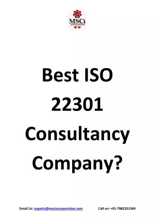 Best ISO 22301 Consultancy Company?