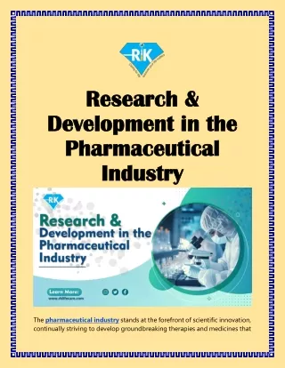 Research and Development in the Pharmaceutical Industry