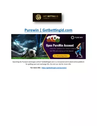 Purewin | Getbettingid.com