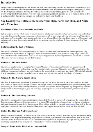 Say Goodbye to Dullness: Rework Your Hair, Pores and skin, and Nails with Nutrit