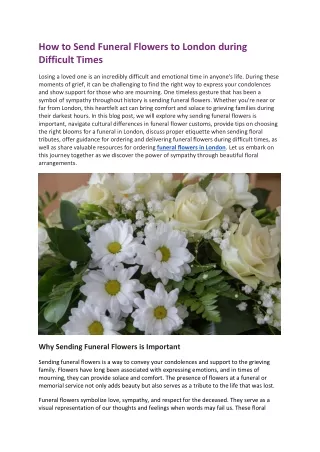 How to Send Funeral Flowers to London during Difficult Times