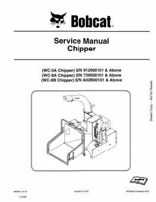 Bobcat WC-8A Chipper Service Repair Manual SN 739500101 And Above