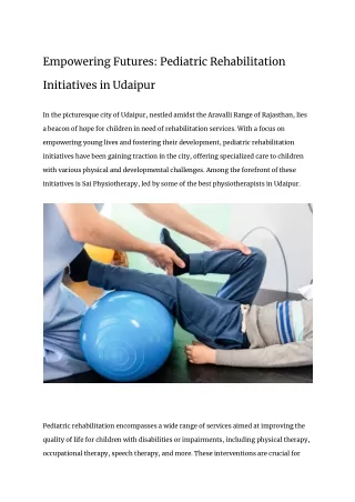 Empowering Futures_ Pediatric Rehabilitation Initiatives in Udaipur