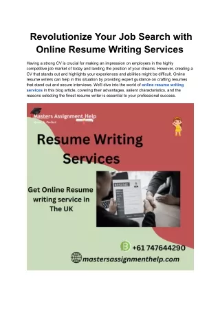 _Online Resume Writing Services