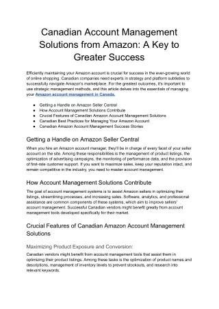 Canadian Account Management Solutions from Amazon_ A Key to Greater Success - Google Docs