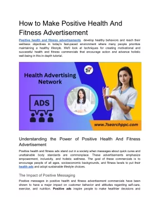 How to Make Positive Health And Fitness Advertisement