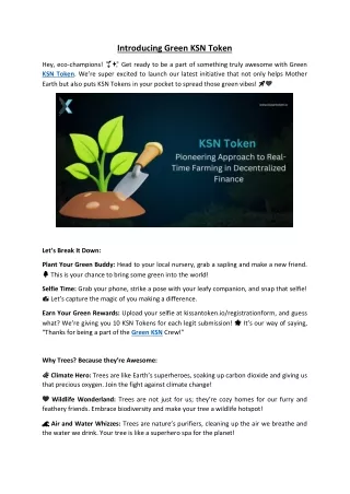 Introducing Green KSN Token