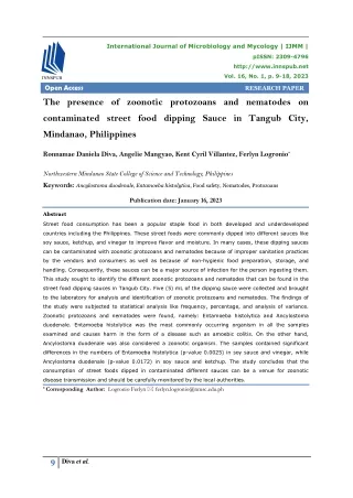 The presence of zoonotic protozoans and nematodes on contaminated street food