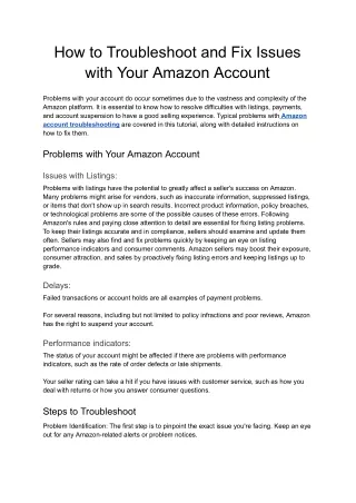 How to Troubleshoot and Fix Issues with Your Amazon Account - Google Docs