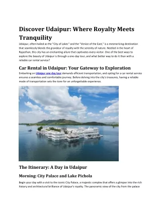 Discover Udaipur one day tour