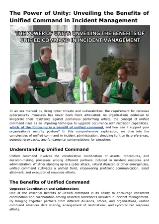 The Power of Unity_ Unveiling the Benefits of Unified Command in Incident Management