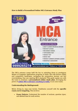 How to Build a Personalized Online MCA Entrance Study Plan