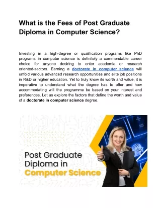 What are the fees for a postgraduate computer science diploma?