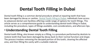 Dental Tooth Filling in Dubai