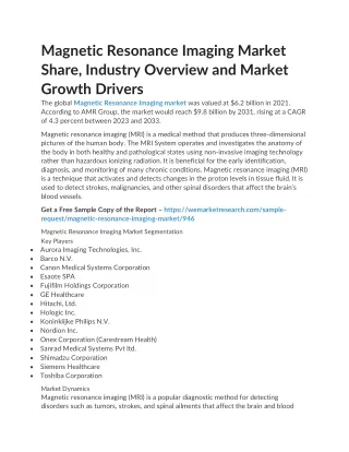Magnetic Resonance Imaging Market
