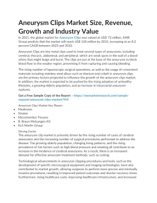 Aneurysm Clips Market