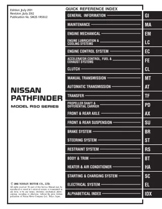 2002 Nissan Pathfinder Service Repair Manual