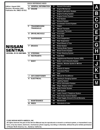 2002 Nissan Sentra Service Repair Manual