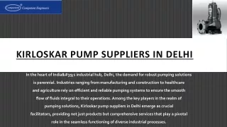 Navigating Industrial Fluid Dynamics: Unveiling the Expertise of Kirloskar Pump