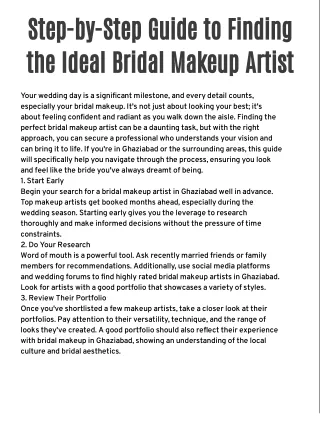 Step-by-Step Guide to Finding the Ideal Bridal Makeup Artist