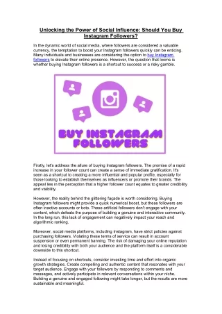 Unlocking the Power of Social Influence- Should You Buy Instagram Followers