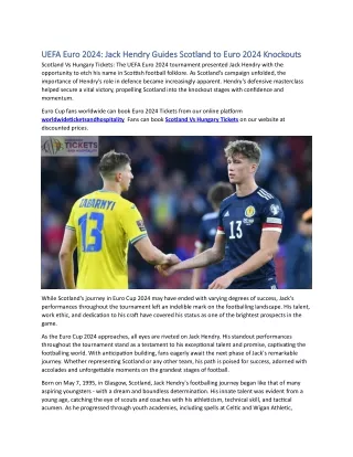 UEFA Euro 2024 Jack Hendry Guides Scotland to Euro 2024 Knockouts