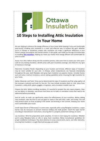 10 Steps to Installing Attic Insulation in Your Home