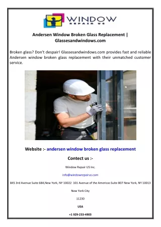 Andersen Window Broken Glass Replacement  Glassesandwindows.com