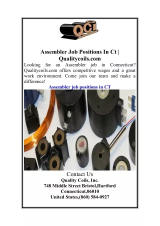 Assembler Job Positions In Ct  Qualitycoils.com