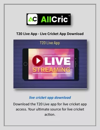 T20 Live App - Live Cricket App Download